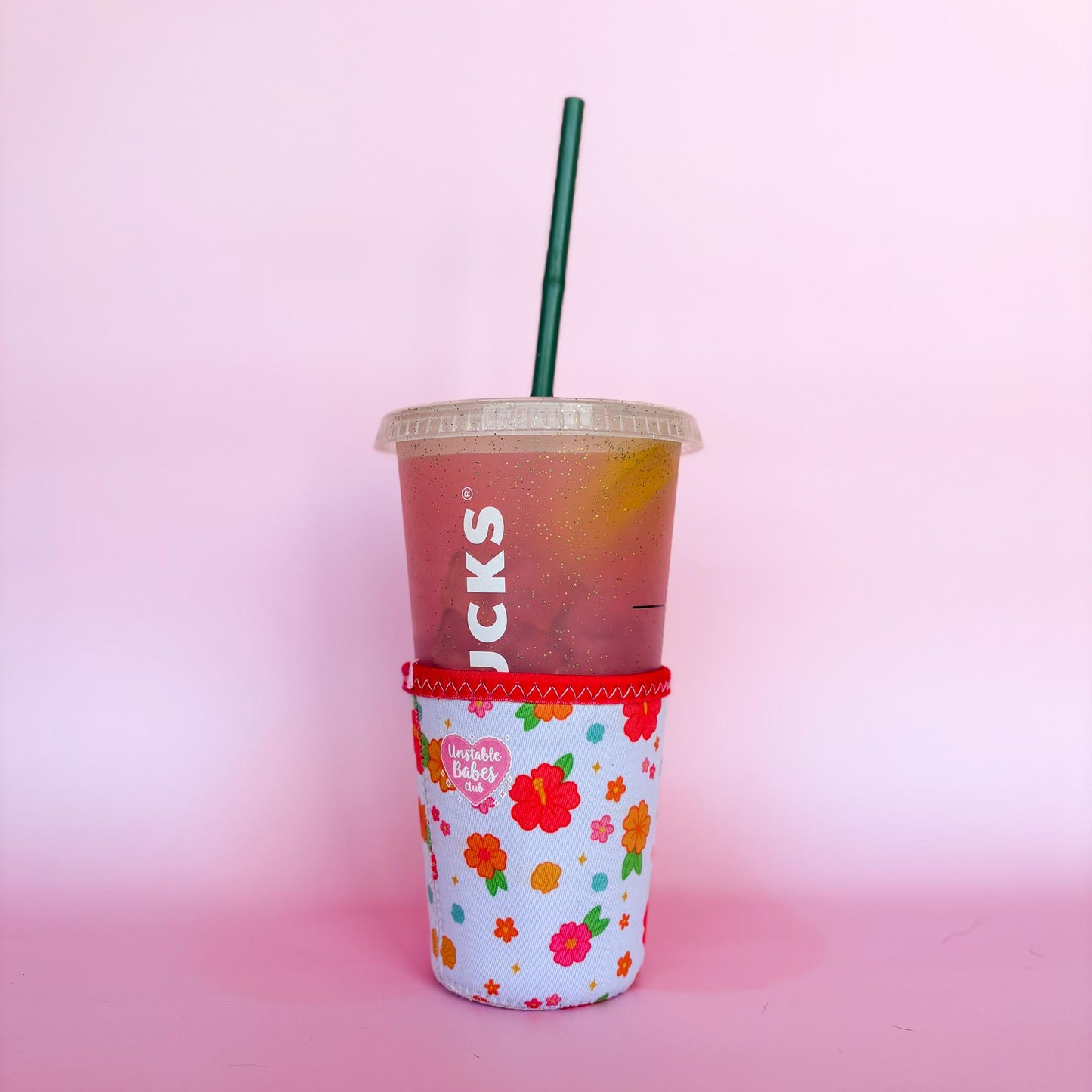 Floral Coffee Cozy: Neoprene Iced Drink Sleeve - Unstable Babes Club