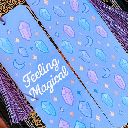 Magical Crystal Bookmark with Tassel | Double-Sided Laminated | Gift for Book Lover