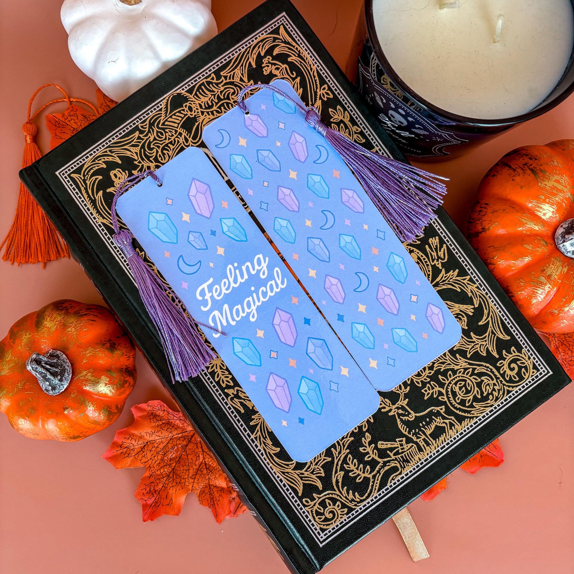 Magical Crystal Bookmark with Tassel | Double-Sided Laminated | Gift for Book Lover