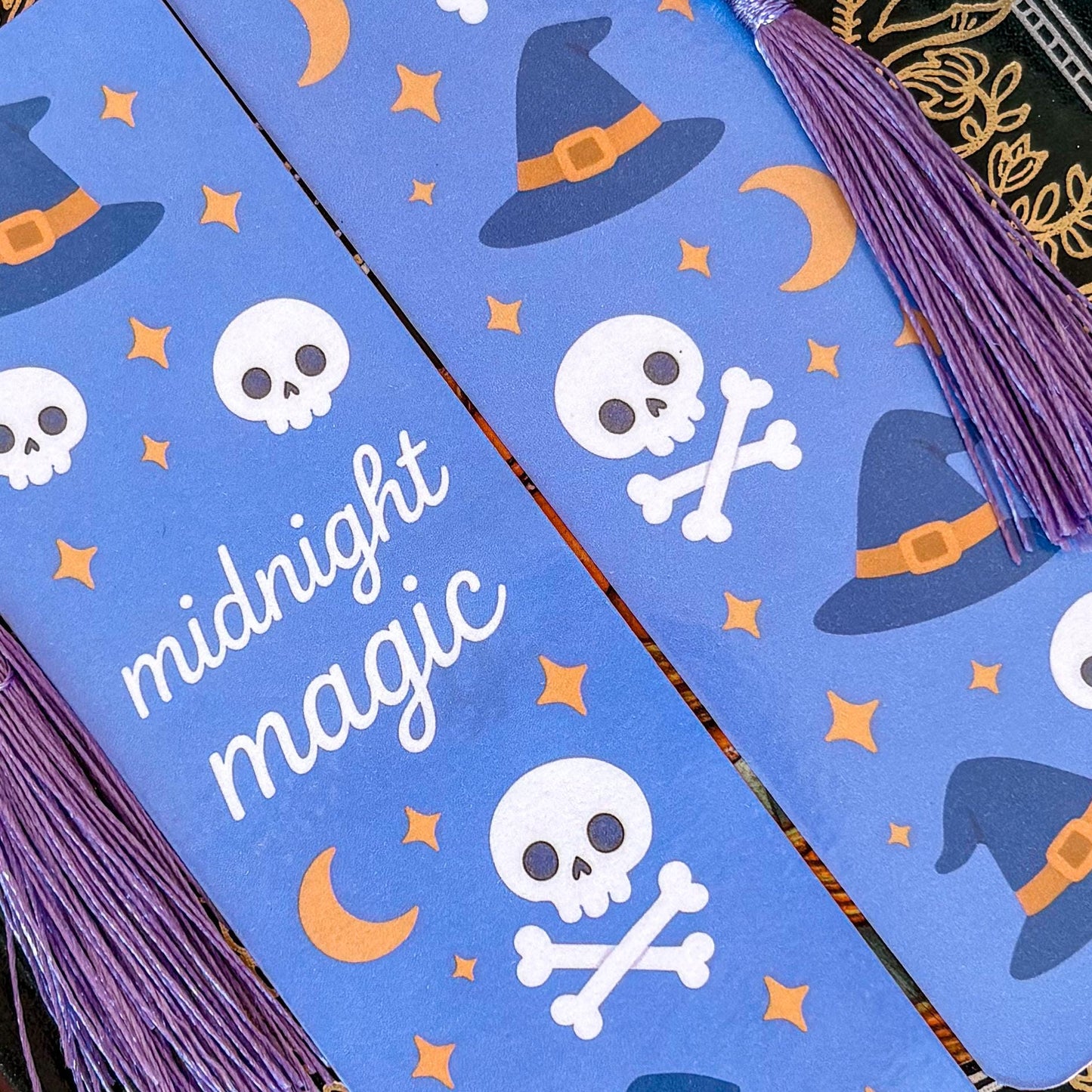 Midnight Magic | Double-Sided Bookmark with Tassel | Cute Fall - Halloween Gift for Book Lovers