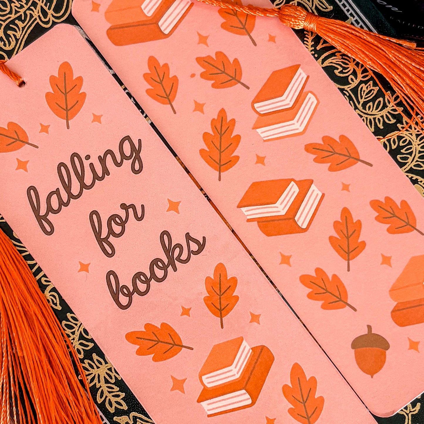 Falling for Books | Double-Sided Bookmark with Tassel | Cute Fall - Halloween Gift for Book Lovers