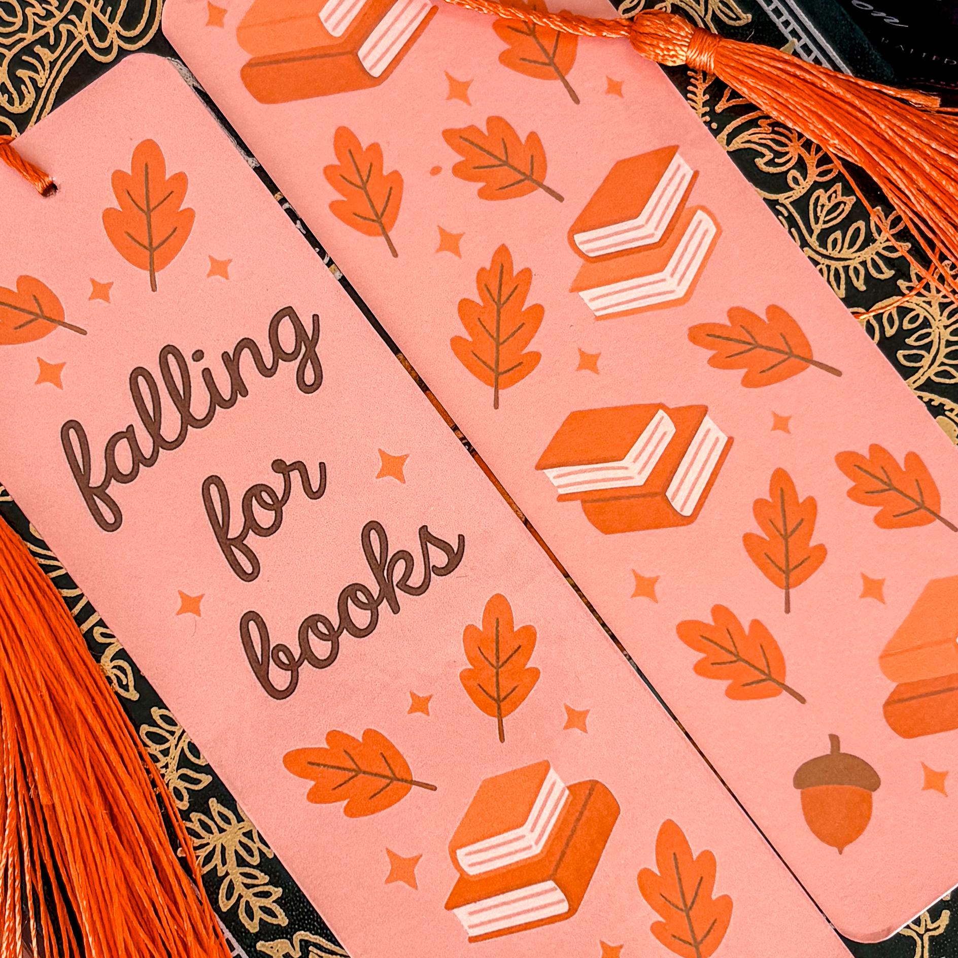 Falling for Books | Double-Sided Bookmark with Tassel | Cute Fall - Halloween Gift for Book Lovers