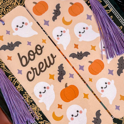 Boo Crew Bookmark with Tassel | Double-Sided Laminated | Gift for Book Lover
