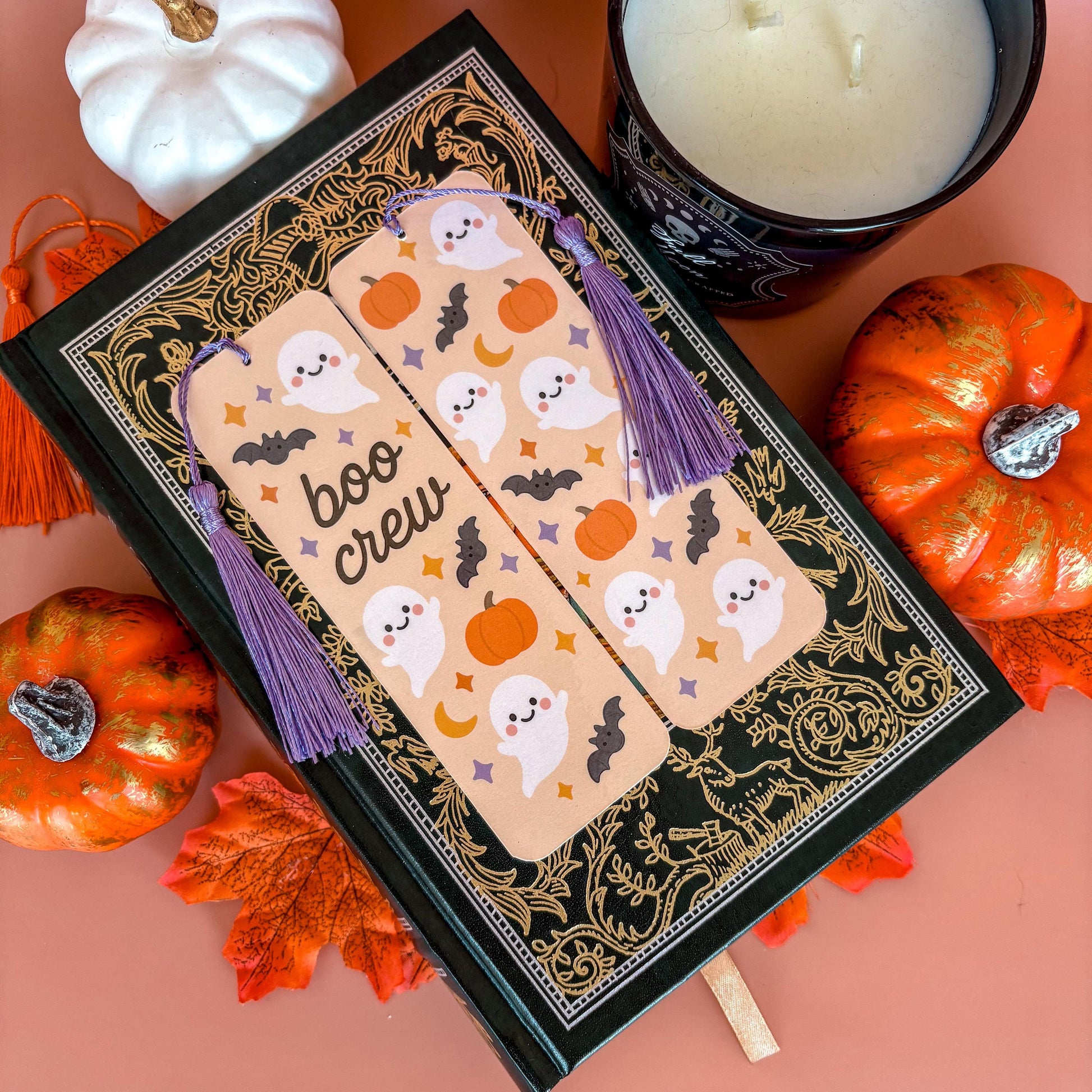 Boo Crew Bookmark with Tassel | Double-Sided Laminated | Gift for Book Lover