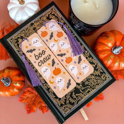 Boo Crew Bookmark with Tassel | Double-Sided Laminated | Gift for Book Lover