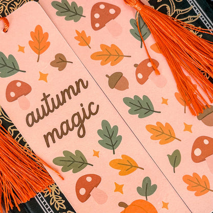 Autumn Magic Bookmark with Tassel | Double-Sided Laminated | Gift for Book Lover
