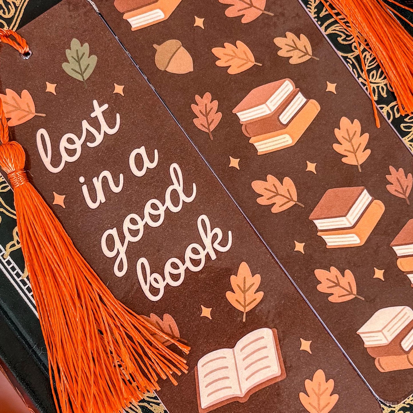 Lost in a Good Book | Double-Sided Bookmark with Tassel | Cute Fall - Halloween Gift for Book Lovers