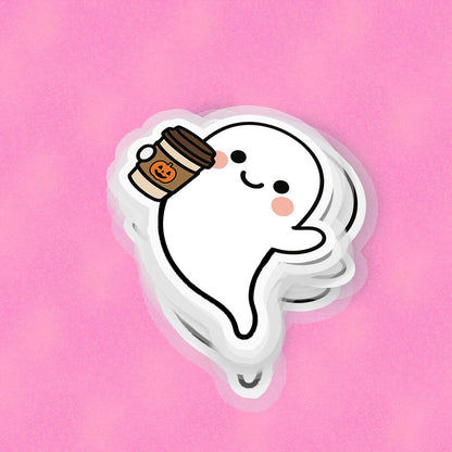 Coffee Ghostie 2.5'' Vinyl Sticker – (Glitter/Holographic or Glossy)