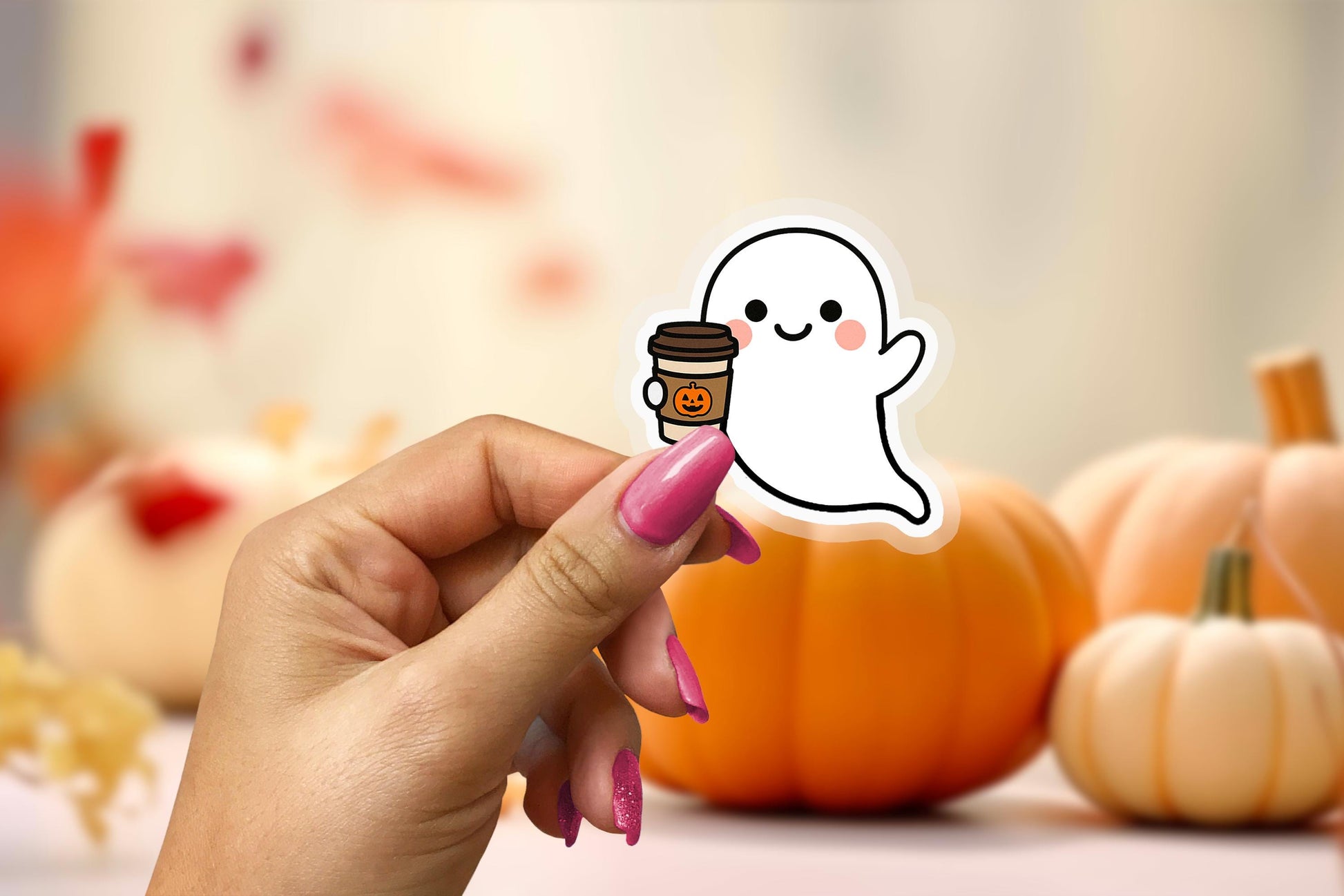 Coffee Ghostie 2.5'' Vinyl Sticker – (Glitter/Holographic or Glossy)