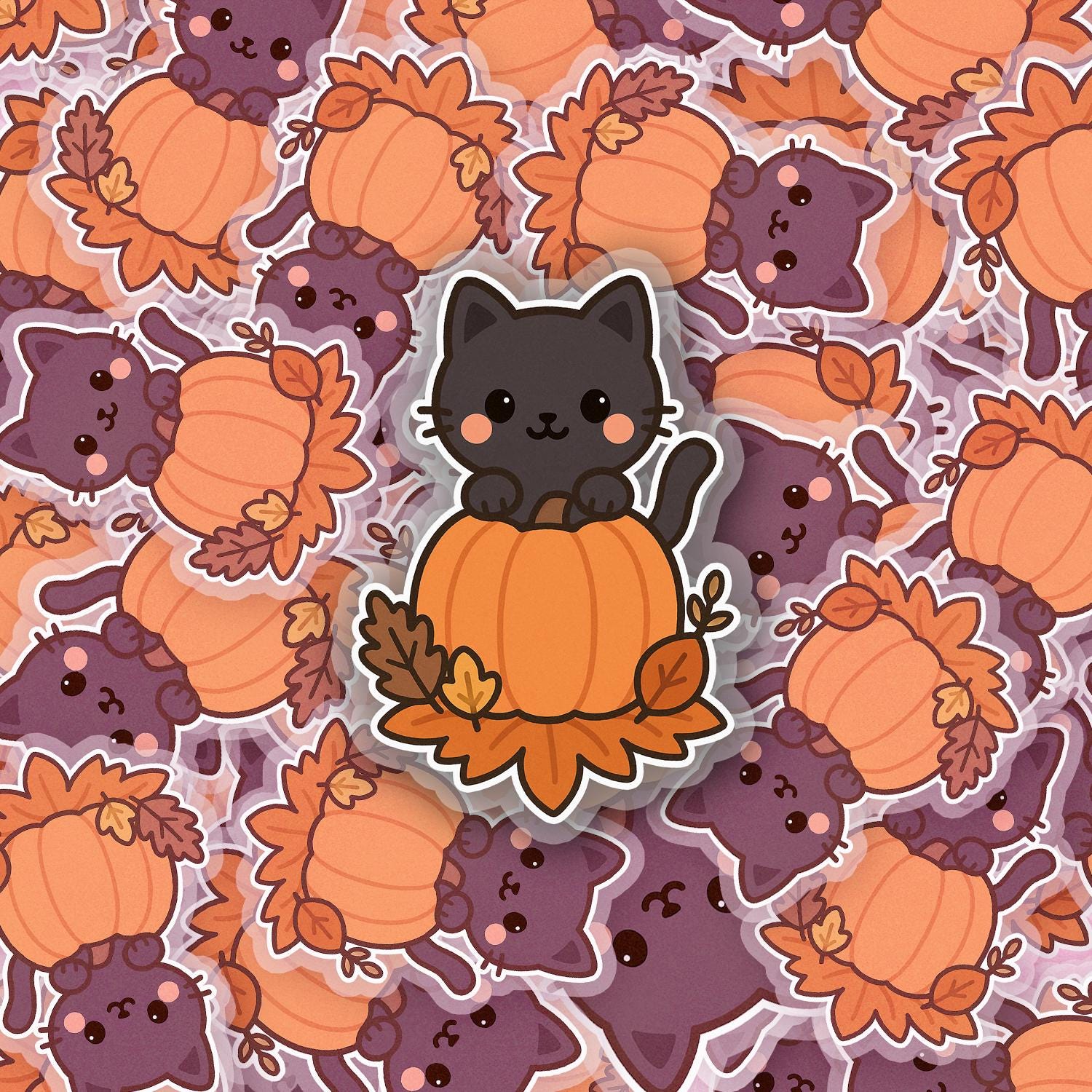 Pumpkin Kitty 2.5'' Vinyl Sticker – (Glitter/Holographic or Glossy)