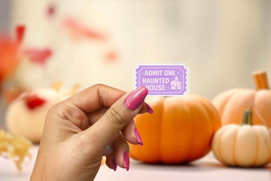 Haunted House Ticket 2.5'' Vinyl Sticker – (Glitter/Holographic or Glossy)