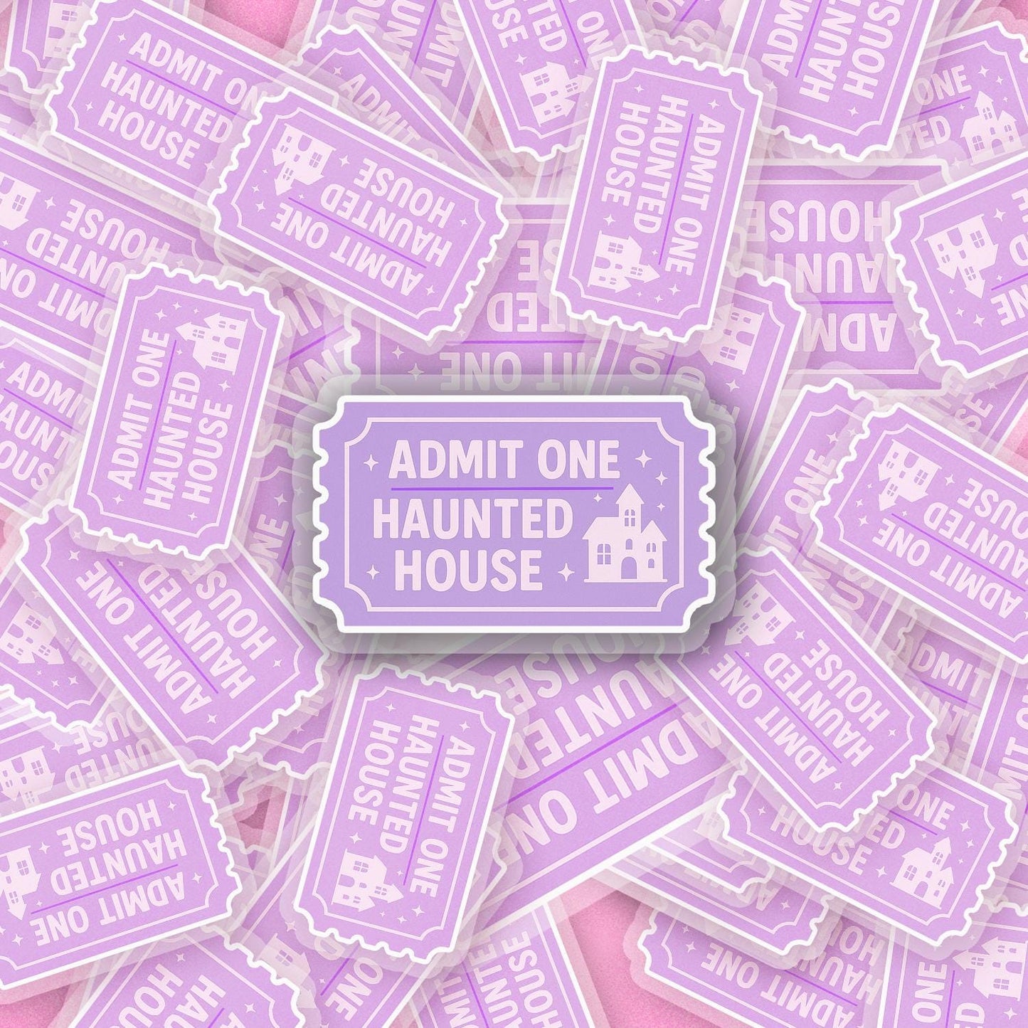 Haunted House Ticket 2.5'' Vinyl Sticker – (Glitter/Holographic or Glossy)