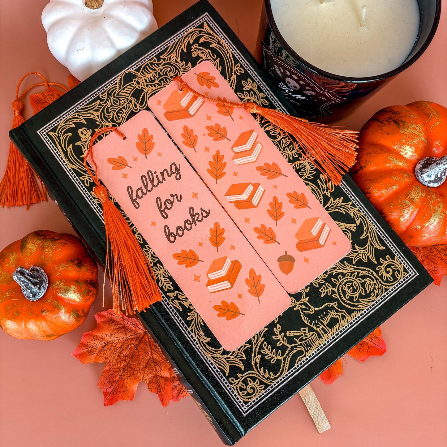 Falling for Books | Double-Sided Bookmark with Tassel | Cute Fall - Halloween Gift for Book Lovers