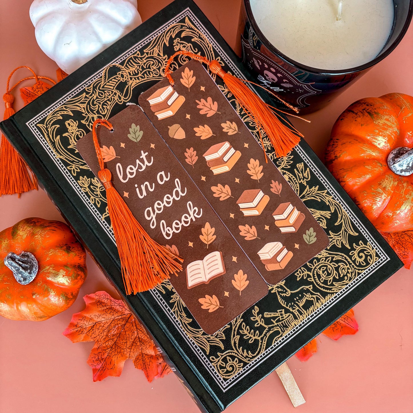 Lost in a Good Book | Double-Sided Bookmark with Tassel | Cute Fall - Halloween Gift for Book Lovers