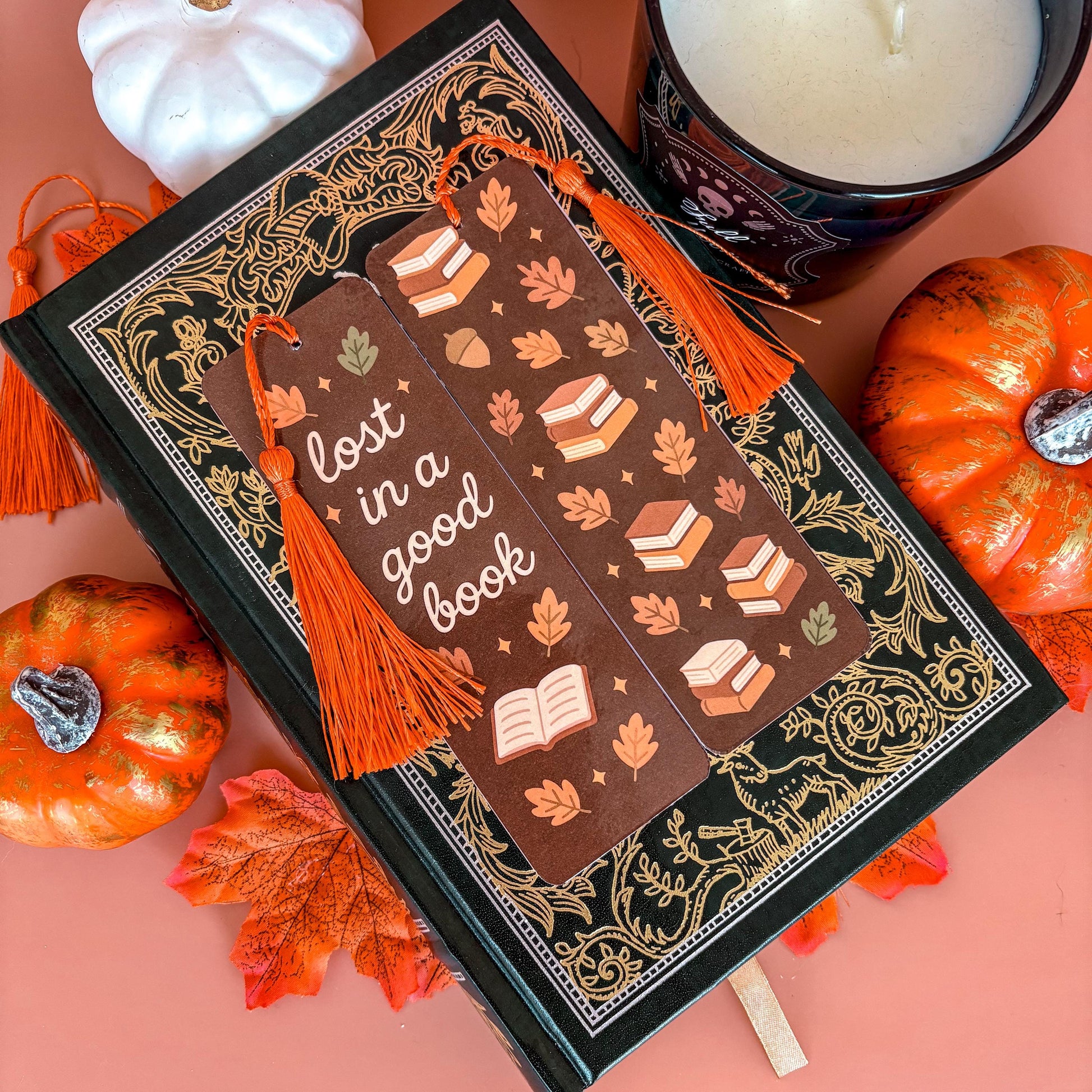 Lost in a Good Book | Double-Sided Bookmark with Tassel | Cute Fall - Halloween Gift for Book Lovers