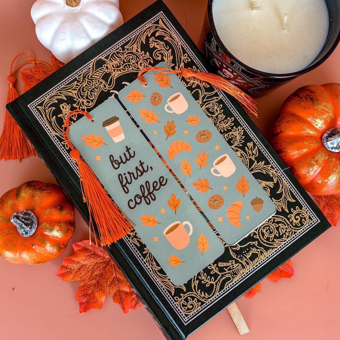 But First, Coffee Bookmark with Tassel | Double-Sided Laminated | Gift for Book Lover