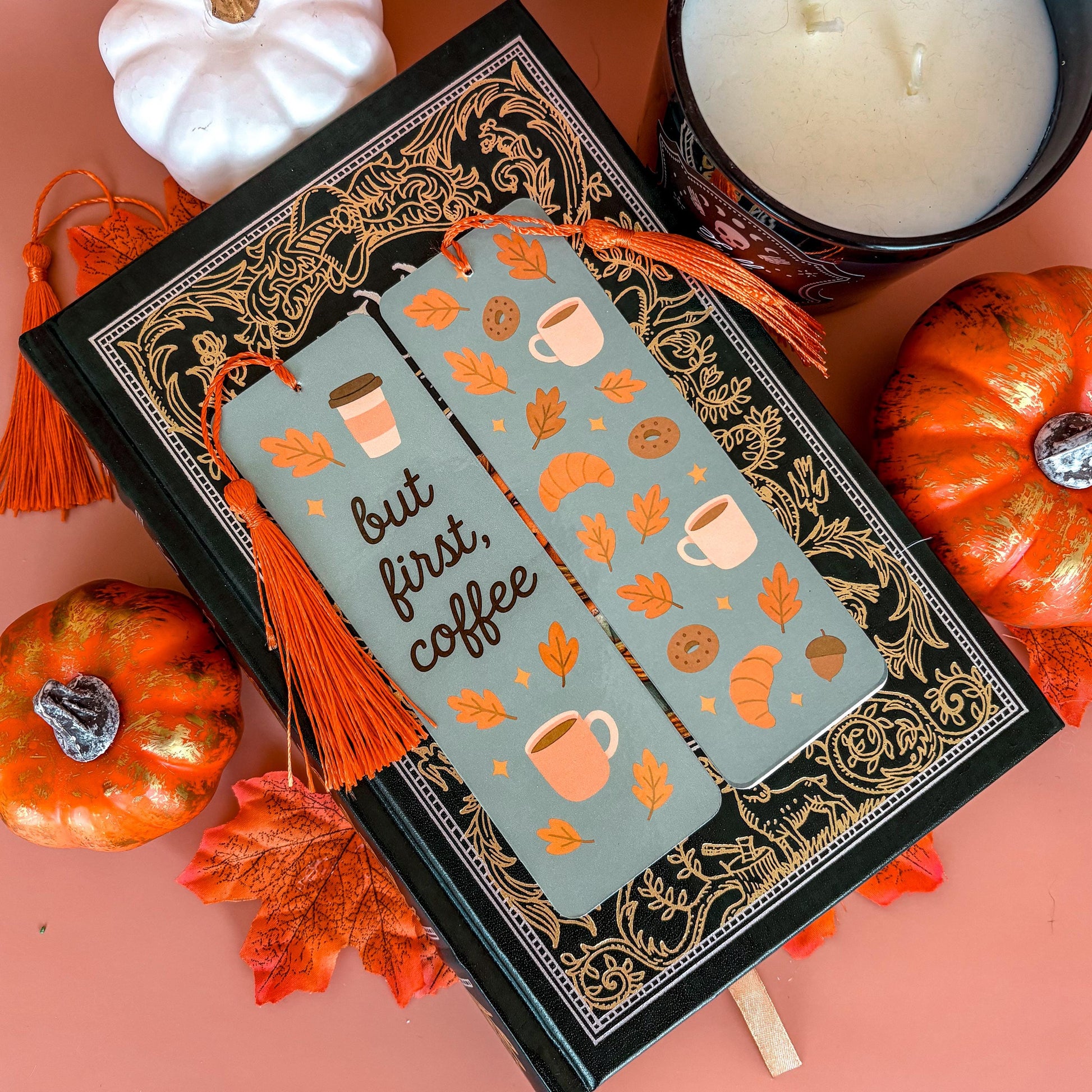 But First, Coffee Bookmark with Tassel | Double-Sided Laminated | Gift for Book Lover