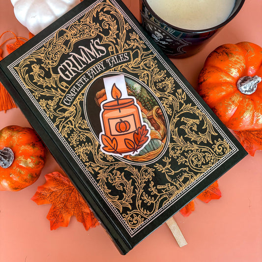 Pumpkin Spice Candle | Double-Sided Magnetic Bookmark | Cute Fall - Halloween Gift for Book Lovers