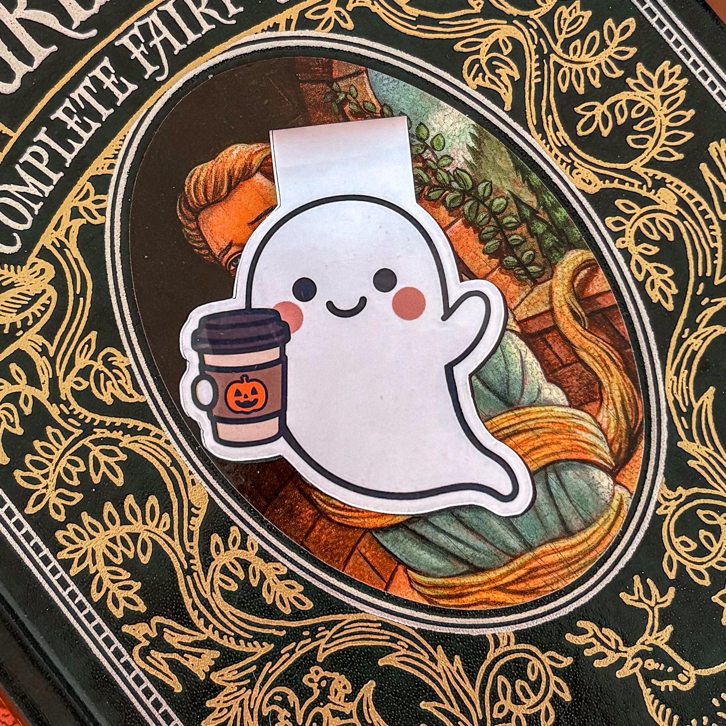 Pumpkin Spice Ghostie Magnetic Bookmark | Double-Sided Laminated | Gift for Book Lover