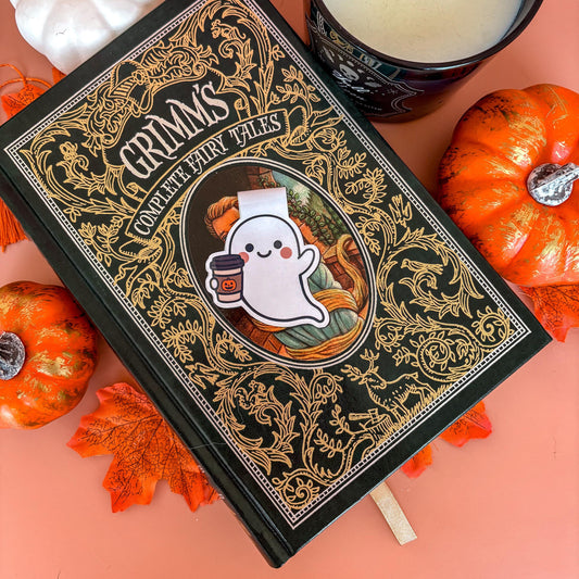 Pumpkin Spice Ghostie Magnetic Bookmark | Double-Sided Laminated | Gift for Book Lover