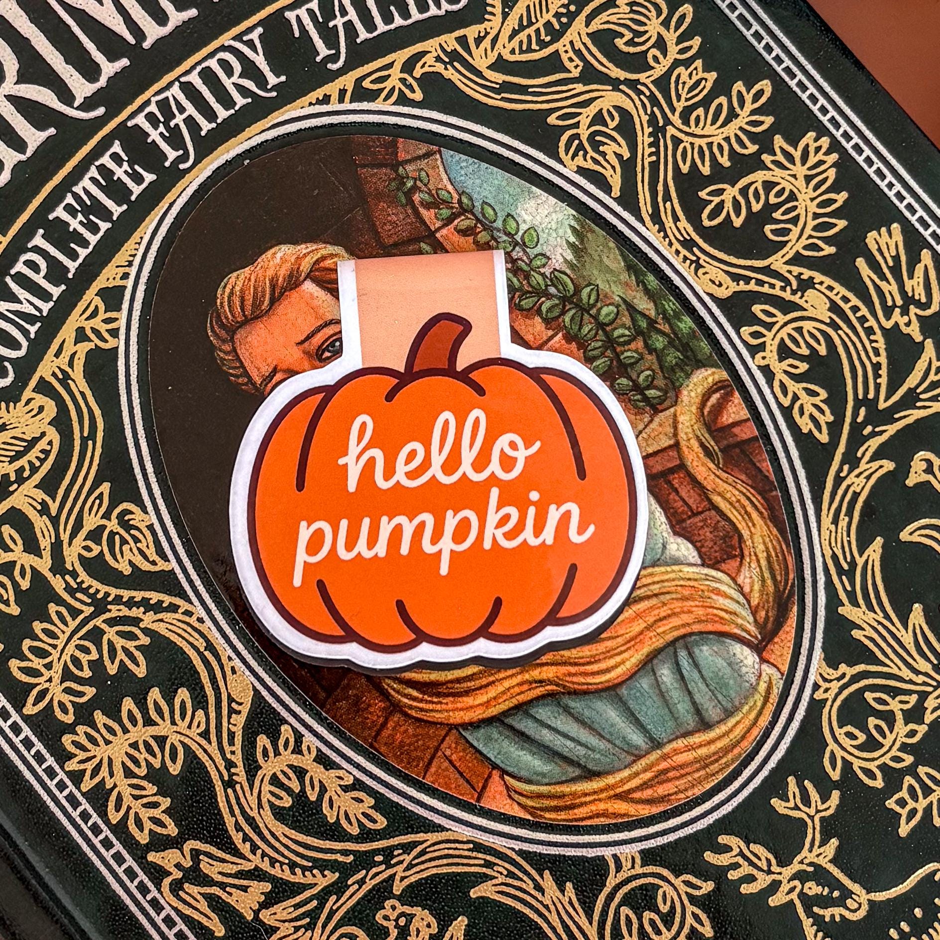 Hello Pumpkin | Double-Sided Magnetic Bookmark | Cute Fall - Halloween Gift for Book Lovers