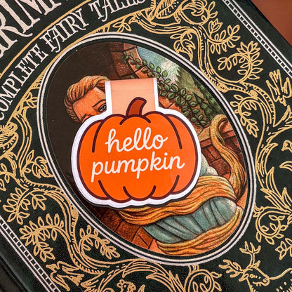 Hello Pumpkin | Double-Sided Magnetic Bookmark | Cute Fall - Halloween Gift for Book Lovers