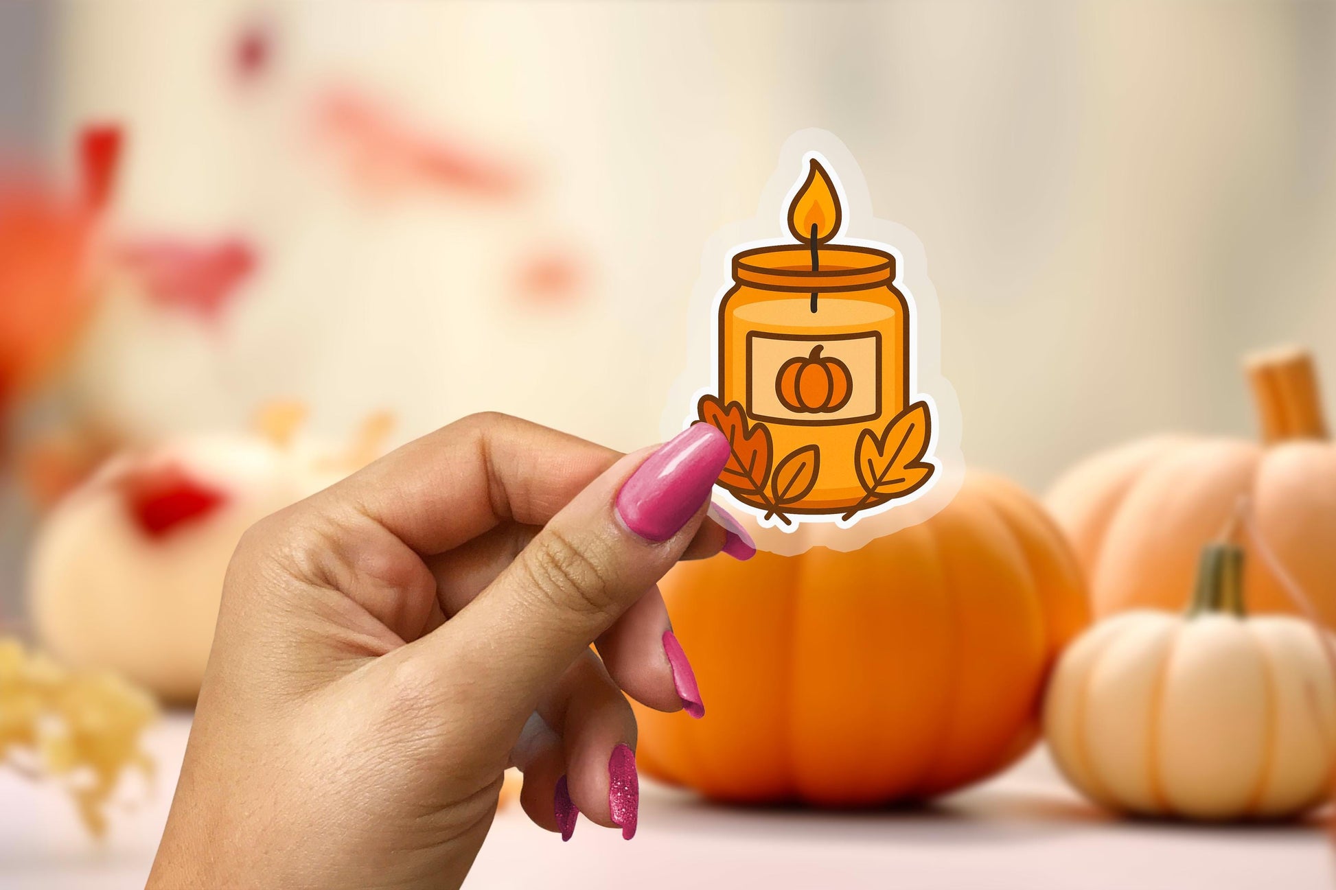 Fall Candle 2.5'' Vinyl Sticker – (Glitter/Holographic or Glossy)