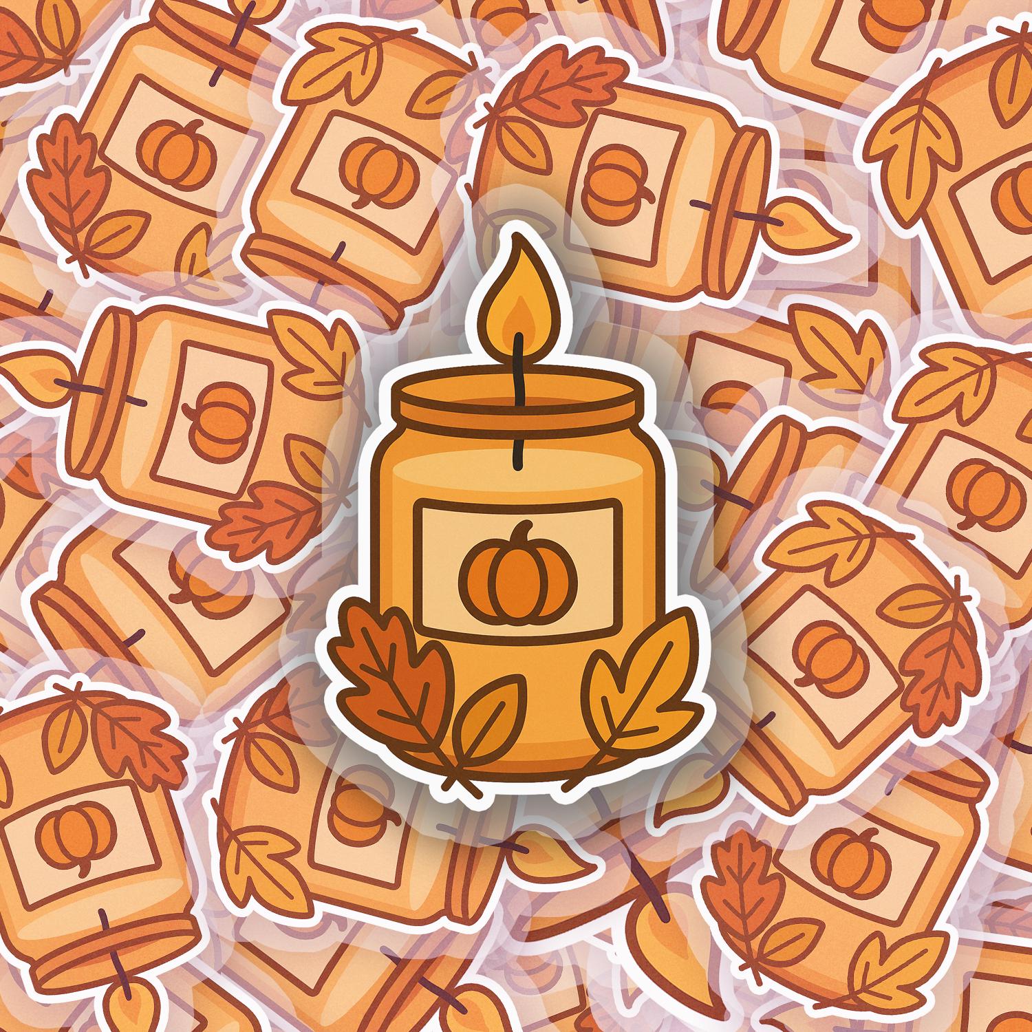 Fall Candle 2.5'' Vinyl Sticker – (Glitter/Holographic or Glossy)