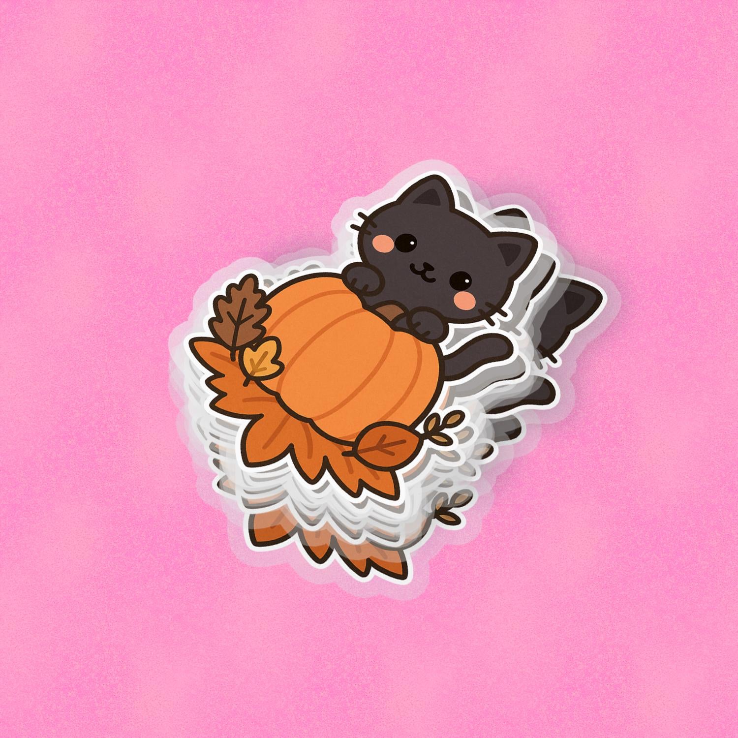 Pumpkin Kitty 2.5'' Vinyl Sticker – (Glitter/Holographic or Glossy)