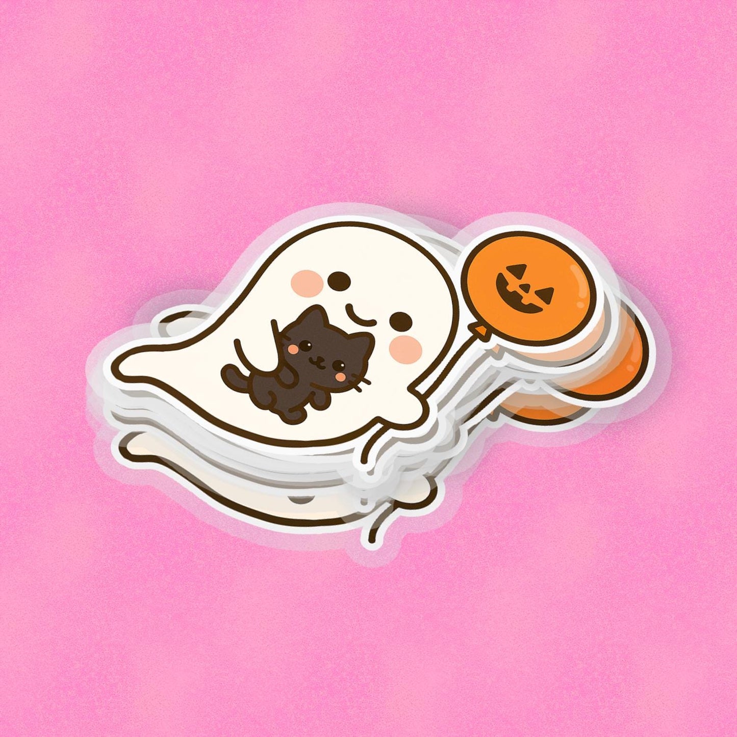Ghostie with Kitty 2.5'' Vinyl Sticker – (Glitter/Holographic or Glossy)