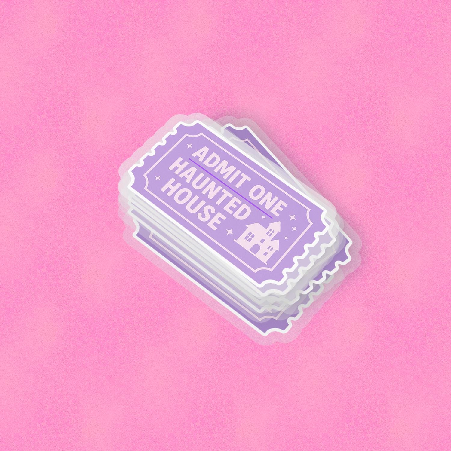 Haunted House Ticket 2.5'' Vinyl Sticker – (Glitter/Holographic or Glossy)