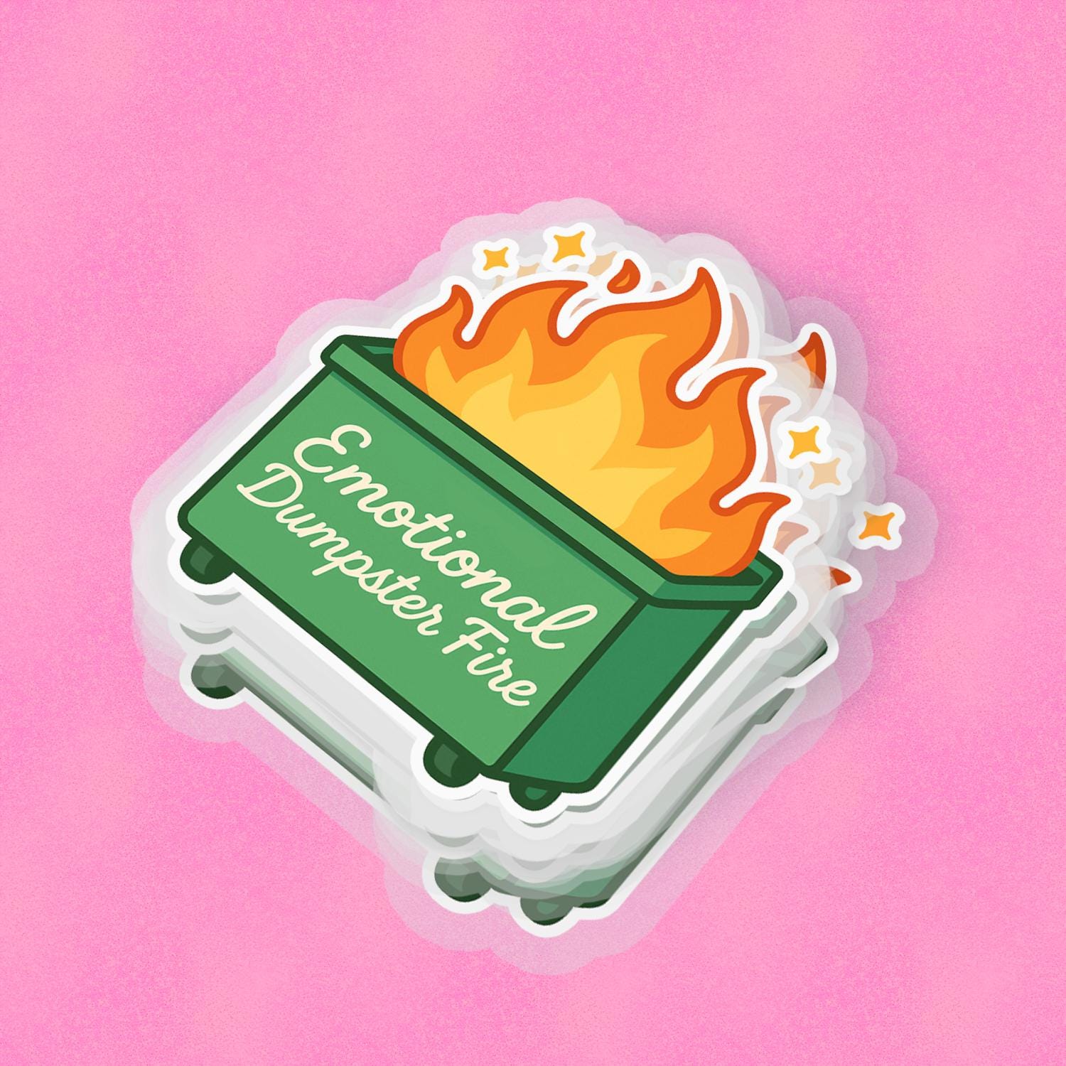 Emotional Dumpster Fire 2.5'' Vinyl Sticker – (Glitter/Holographic or Glossy)