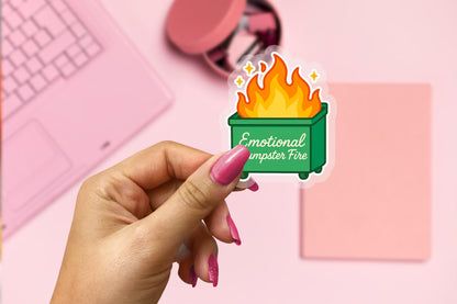 Emotional Dumpster Fire 2.5'' Vinyl Sticker – (Glitter/Holographic or Glossy)