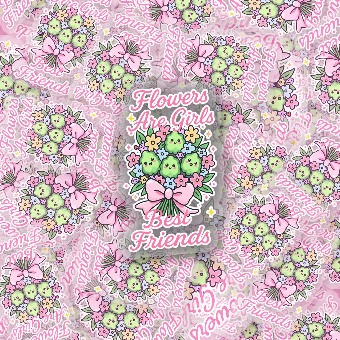 Flowers are Girls Bestfriends 2.5'' Vinyl Sticker – (Glitter/Holographic or Glossy)