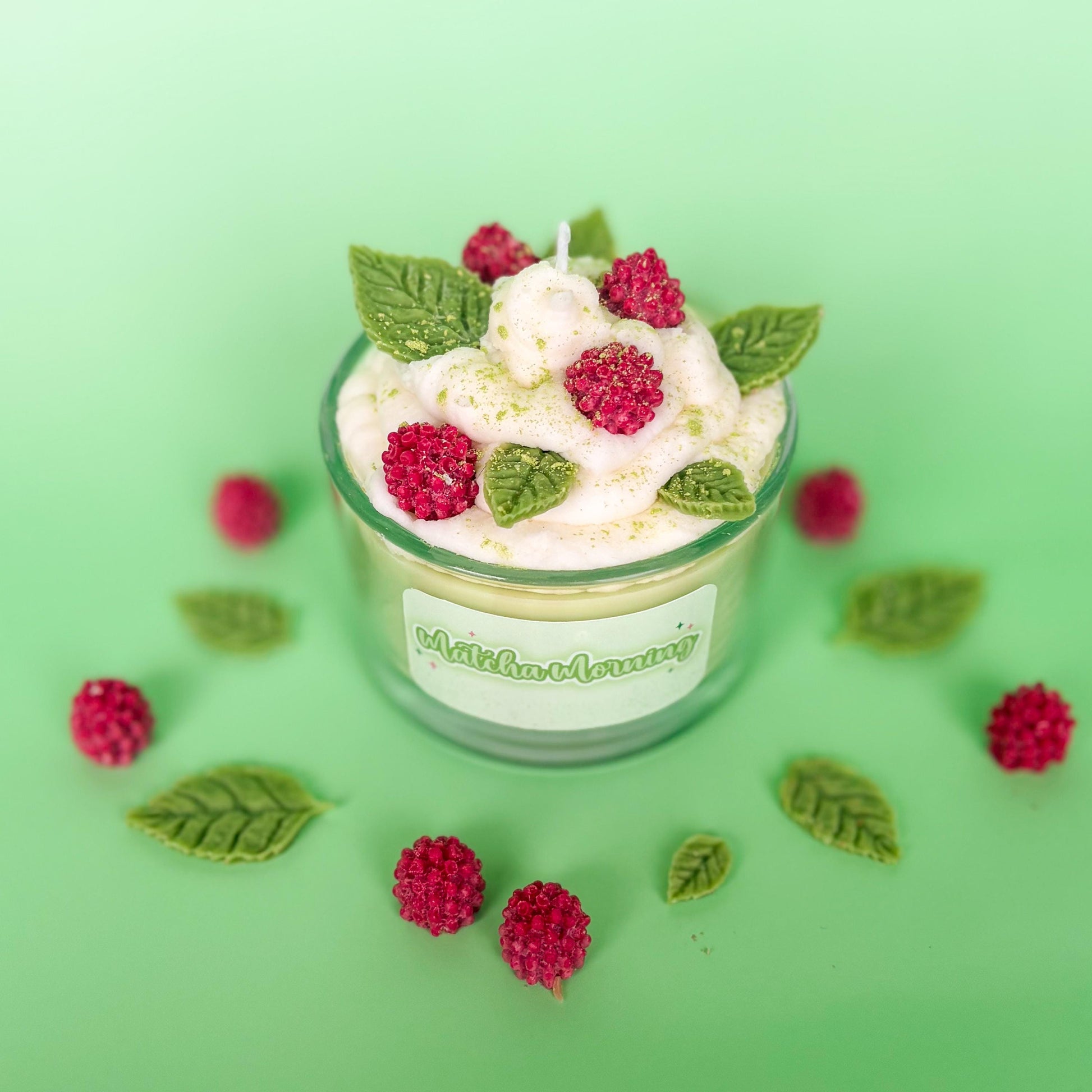 Matcha Morning Candle | Matcha Raspberry Vanilla Scent | Whipped Coconut Wax Candle | Cozy Green Tea Candle | Handmade Gift for Her