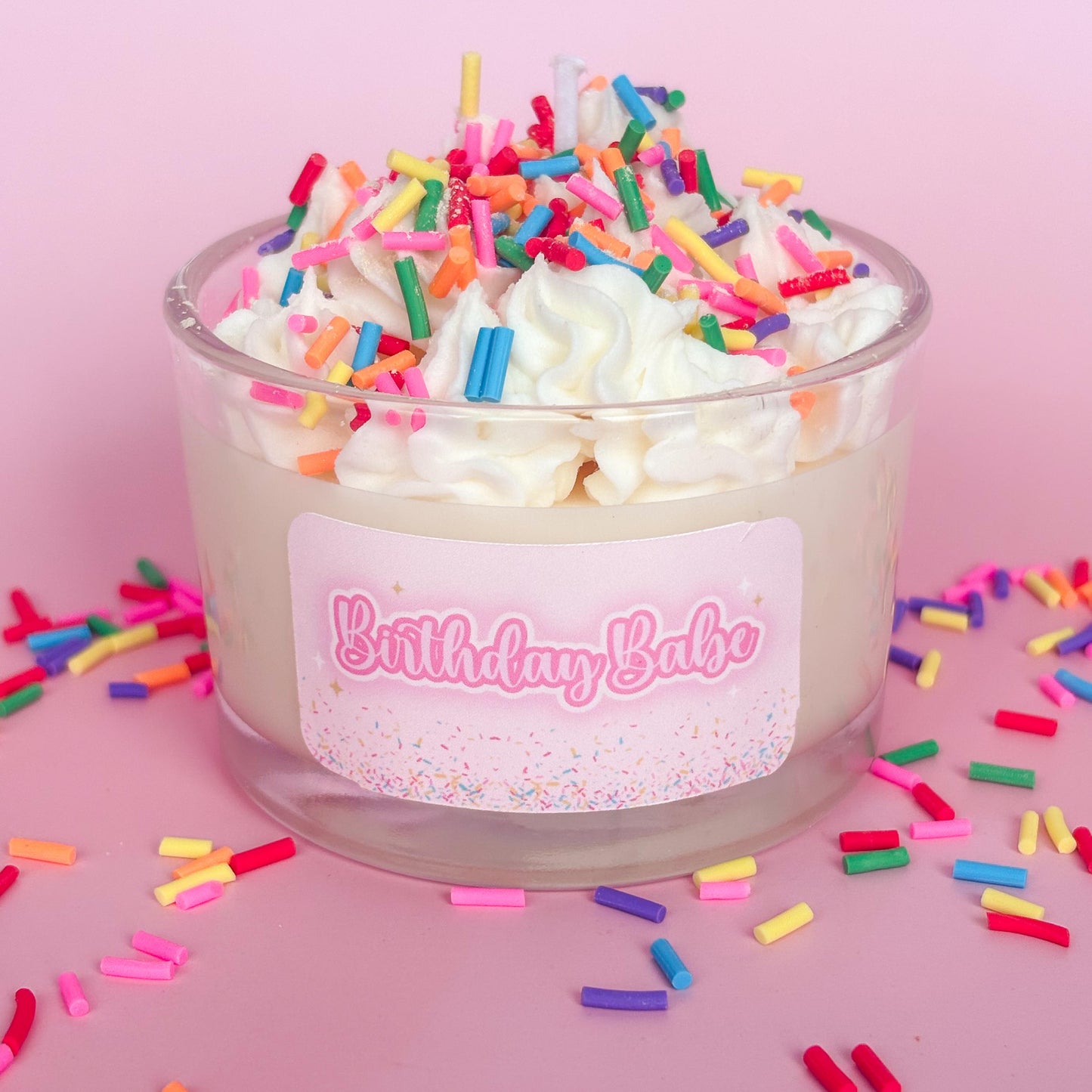 Birthday Babe Candle | Whipped Coconut Wax Candle | Vanilla Buttercream Cake Scent | Cute Birthday Gift Candle for Her | Celebration Candle