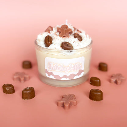 Holiday Latte Candle | Whipped Coconut Wax Candle | Gingerbread Vanilla Caramel Scent | Cozy Coffee Candle Gift | Christmas Candle