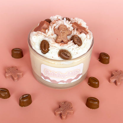 Holiday Latte Candle | Whipped Coconut Wax Candle | Gingerbread Vanilla Caramel Scent | Cozy Coffee Candle Gift | Christmas Candle
