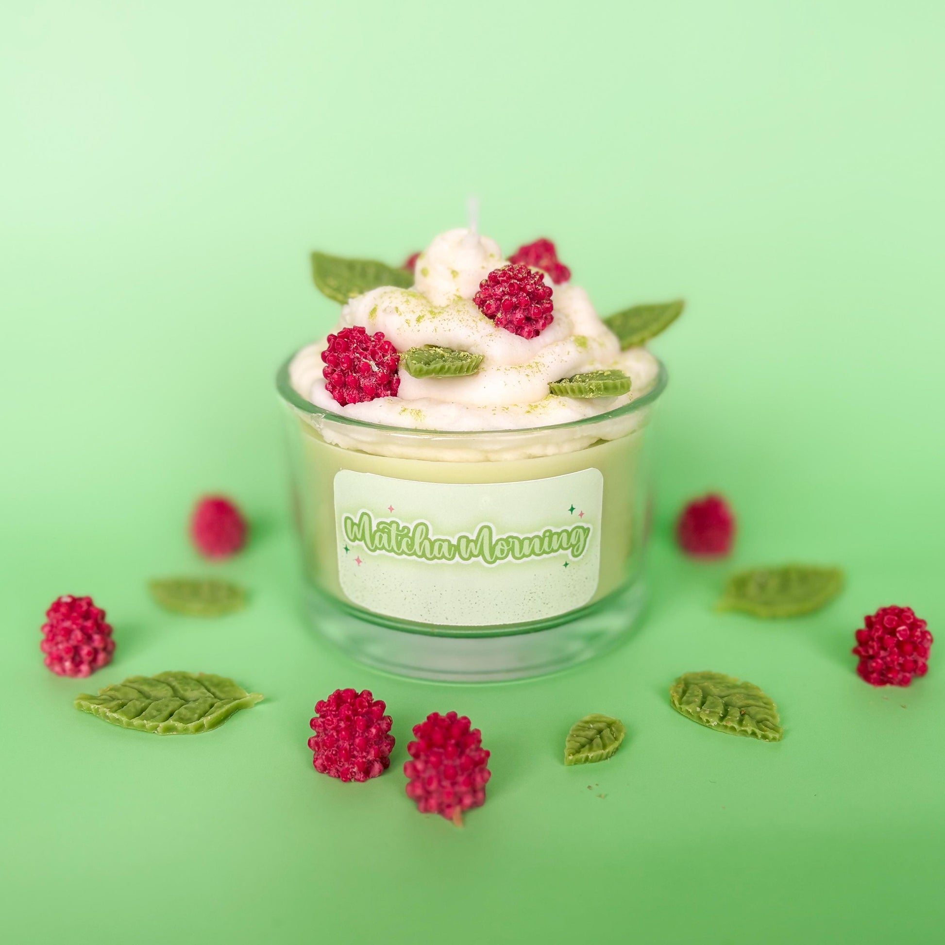 Matcha Morning Candle | Matcha Raspberry Vanilla Scent | Whipped Coconut Wax Candle | Cozy Green Tea Candle | Handmade Gift for Her