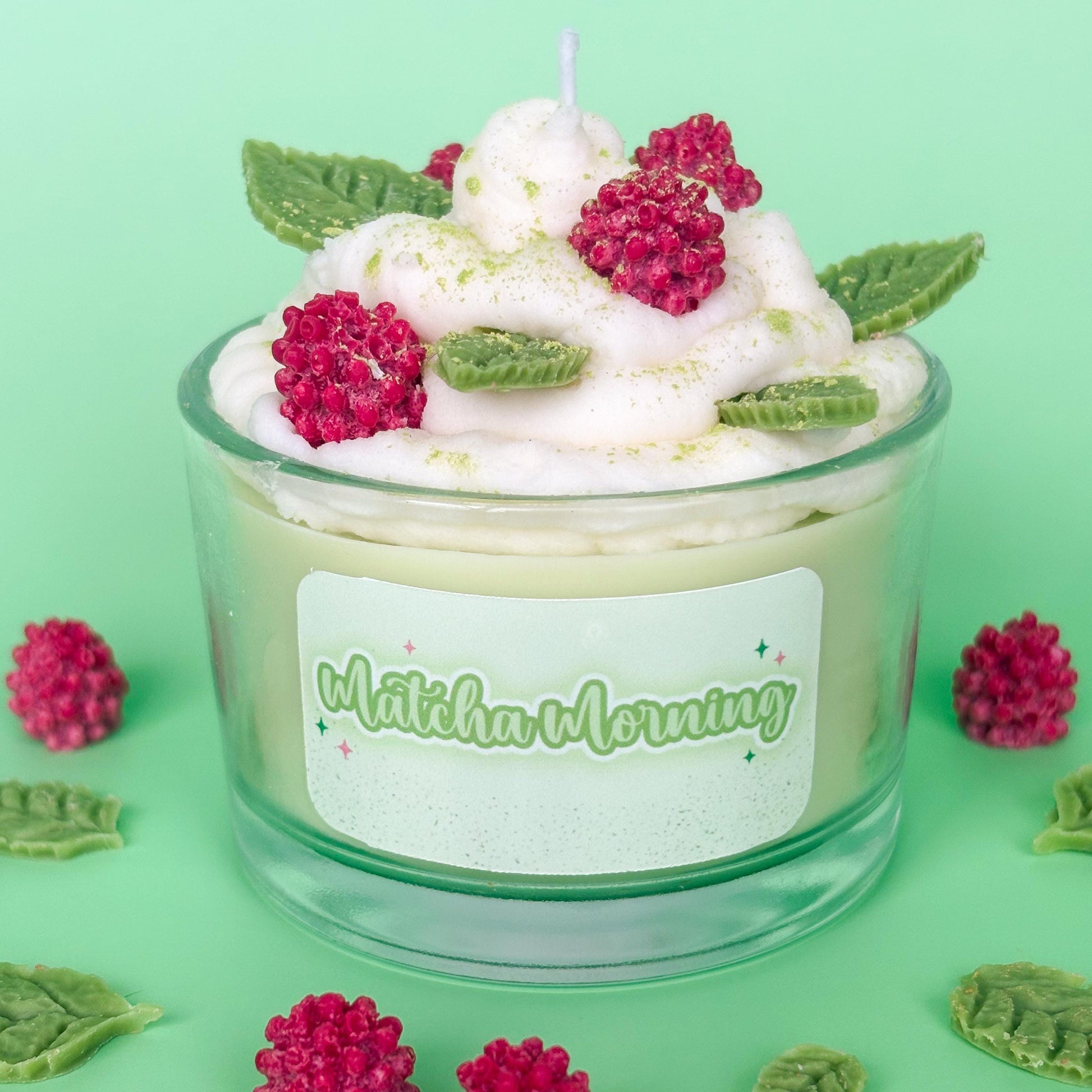 Matcha Morning Candle | Matcha Raspberry Vanilla Scent | Whipped Coconut Wax Candle | Cozy Green Tea Candle | Handmade Gift for Her
