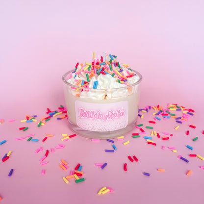 Birthday Babe Candle | Whipped Coconut Wax Candle | Vanilla Buttercream Cake Scent | Cute Birthday Gift Candle for Her | Celebration Candle