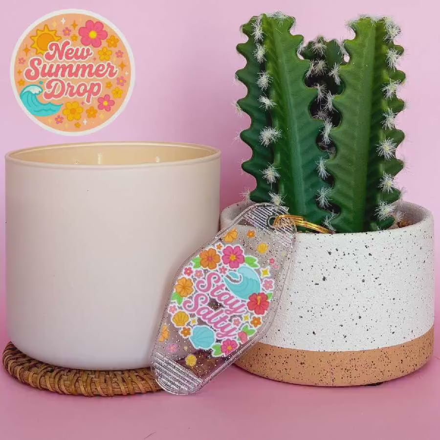 Keychain Stay Salty | Acrylic Motel Keychain | Unstable Babes Club