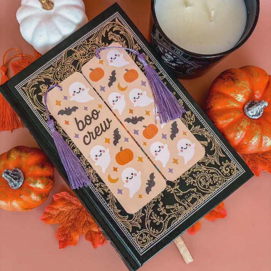 Boo Crew Bookmark with Tassel | Double-Sided Laminated | Gift for Book Lover