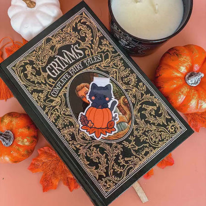 Pumpkin Kitty | Double-Sided Magnetic Bookmark | Cute Fall - Halloween Gift for Book Lovers